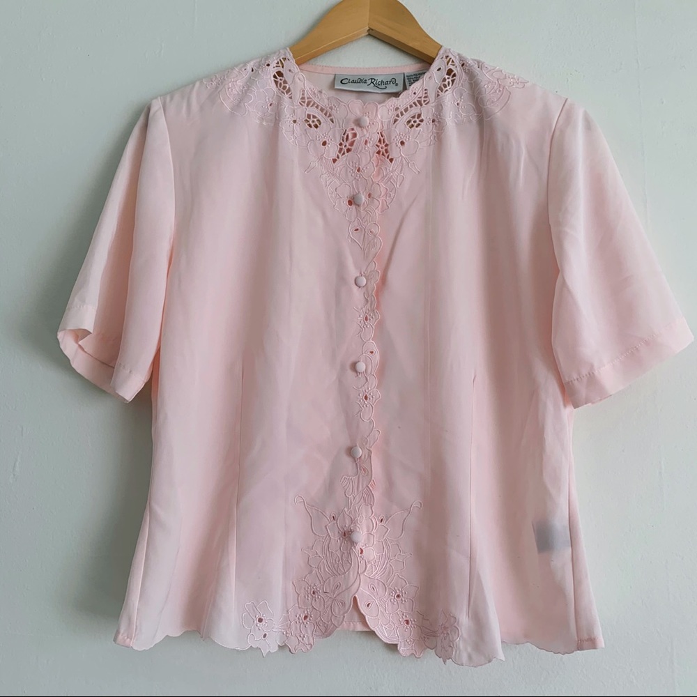 Vintage Claudia Richards Embroidered Button Up Top